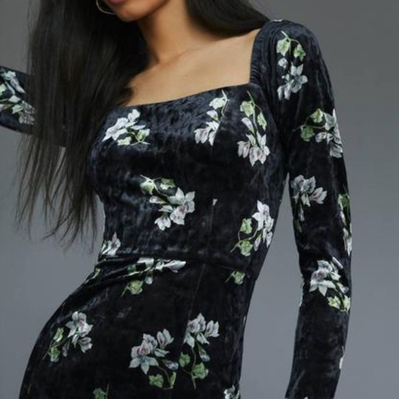 Anthropologie Hutch Velvet Floral Midi Dress - Picture 5 of 9
